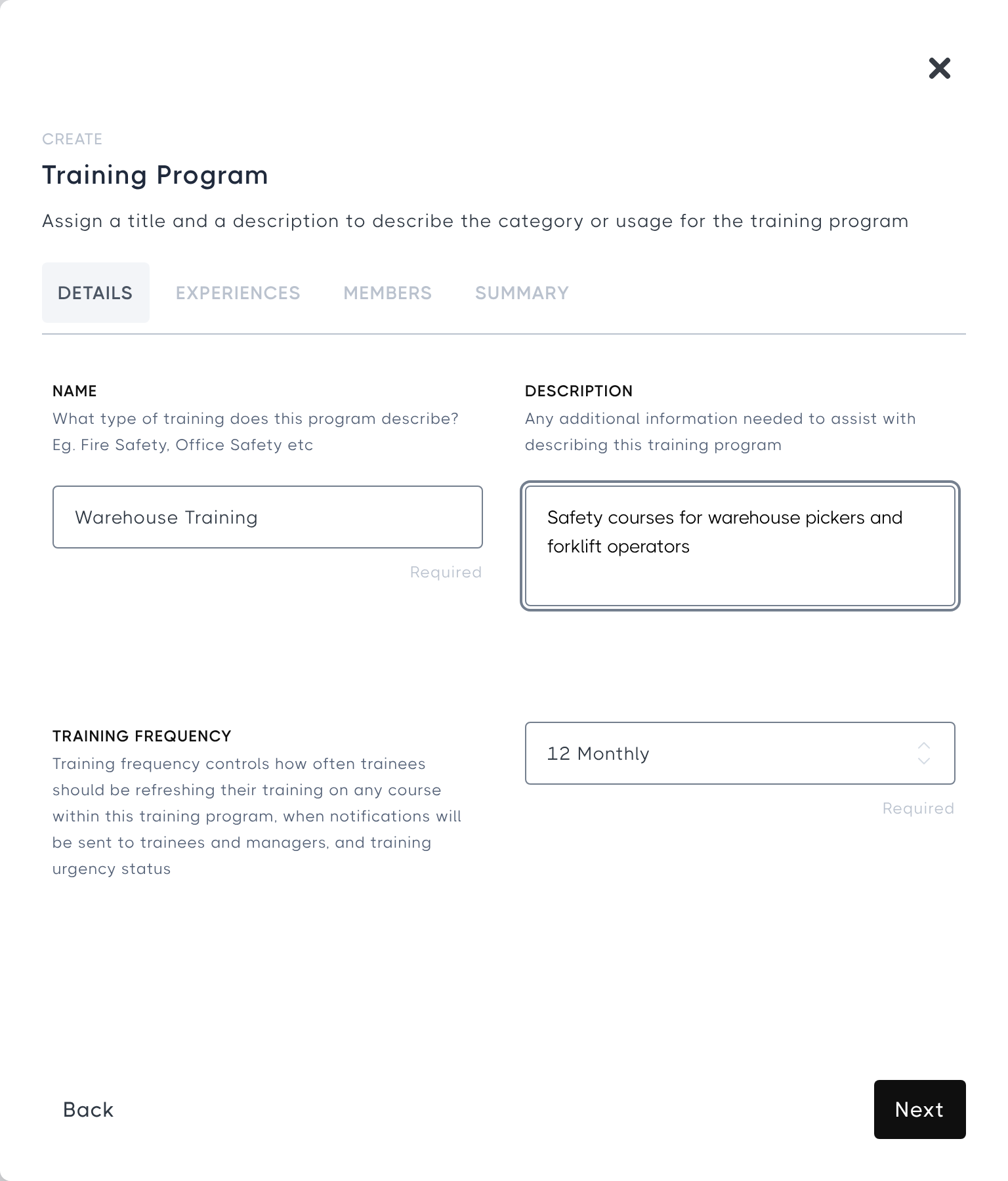 Step 1: program details